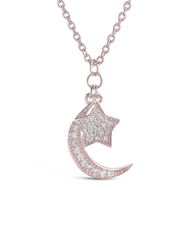 Shop Sterling Forever 14k Rose Gold Vermeil Cz Moon & Star Necklace