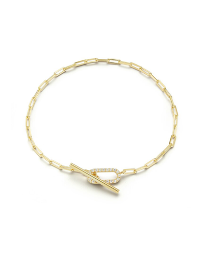 Glaze Jewelry 14k Over Silver Cz Paperclip Chain Bracelet