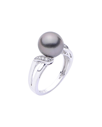 Shop Pearls 14k 0.08 Ct. Tw. Diamond 9-10mm Tahitian Pearl Ring