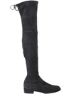 Stuart Weitzman 30mm Lowland Stretch Suede Boots In Black