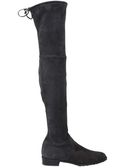 Stuart Weitzman 30mm Lowland Stretch Suede Boots In Black