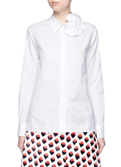Victoria Victoria Beckham Cotton Poplin Single Bow Shirt In Optic White