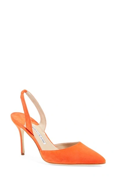 Shop Manolo Blahnik 'carolyne' Pump (women) In Orange Suede