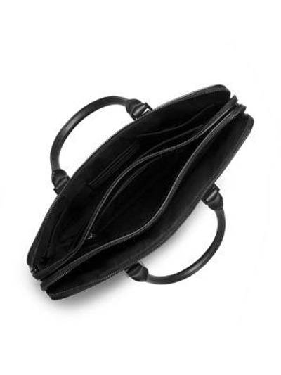 Shop Michael Kors Cross-grain Leather Double-zip Briefcase In Black