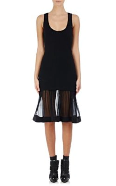 Givenchy Chiffon-trimmed Compact Knit Dress In Black