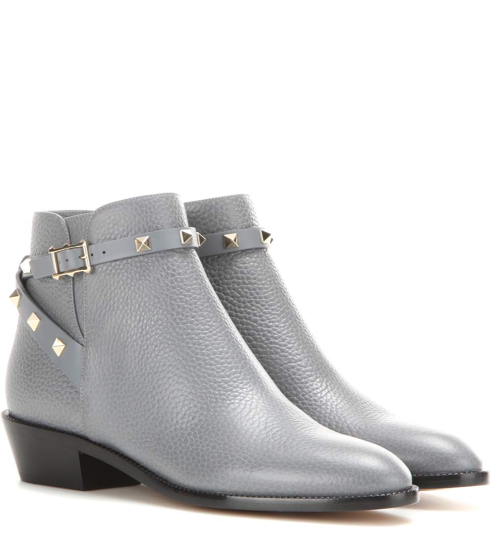 valentino garavani rockstud leather ankle boots