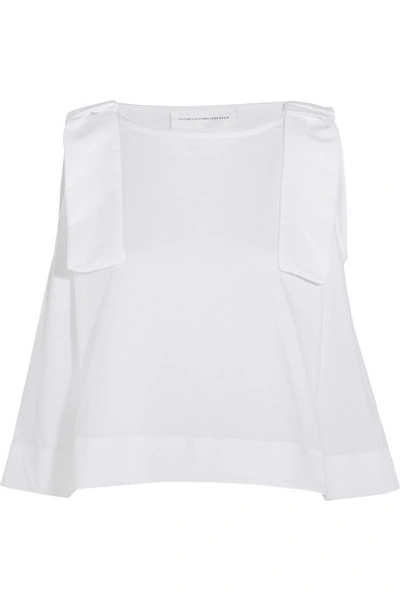 Victoria Victoria Beckham Bow-embellished Cotton-jersey Top In White