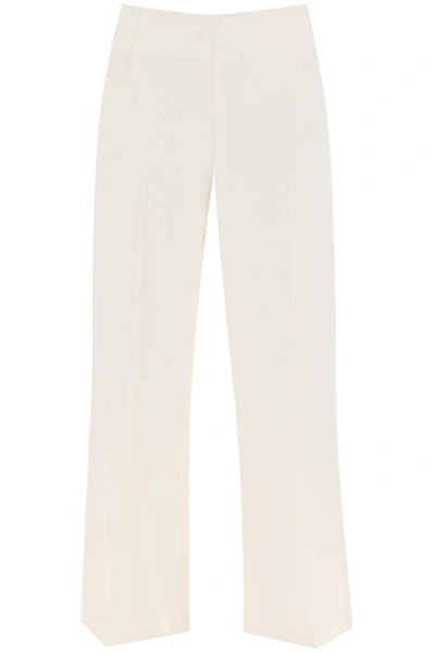 Shop Totême Toteme Cropped Pants With Wide Leg Women In White