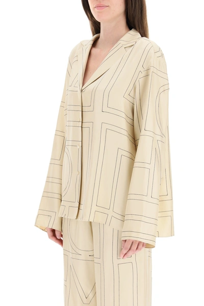 Shop Totême Toteme Monogram Silk Twill Pajama Shirt Women In Cream