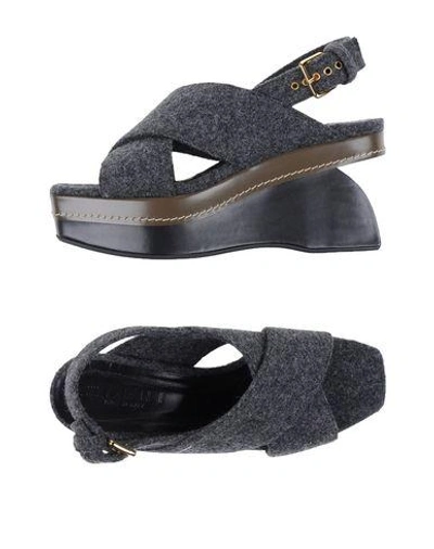 Shop Marni Sandals In Steel Grey