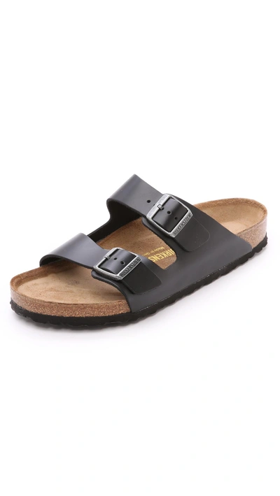 Shop Birkenstock Amalfi Leather Soft Footbed Arizona Sandals In Black