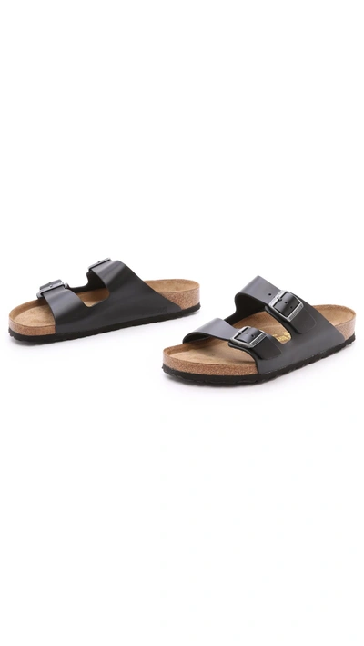 Shop Birkenstock Amalfi Leather Soft Footbed Arizona Sandals In Black