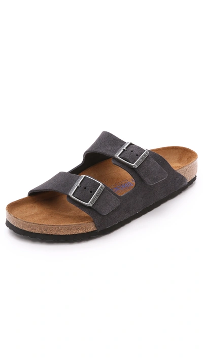 Birkenstock Suede Soft Footbed Arizona Sandals In Velvet Grey