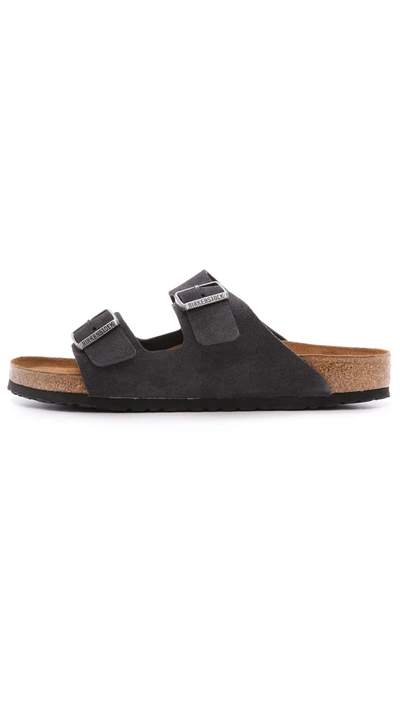 Birkenstock Suede Soft Footbed Arizona Sandals In Velvet Gray