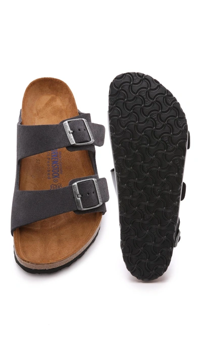 Birkenstock Suede Soft Footbed Arizona Sandals In Velvet Gray