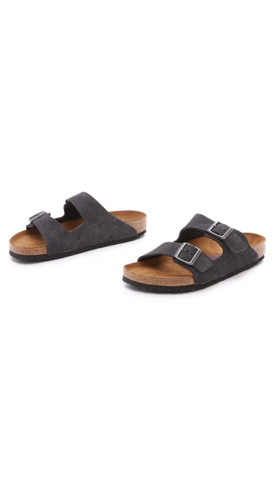 Birkenstock Suede Soft Footbed Arizona Sandals In Velvet Gray