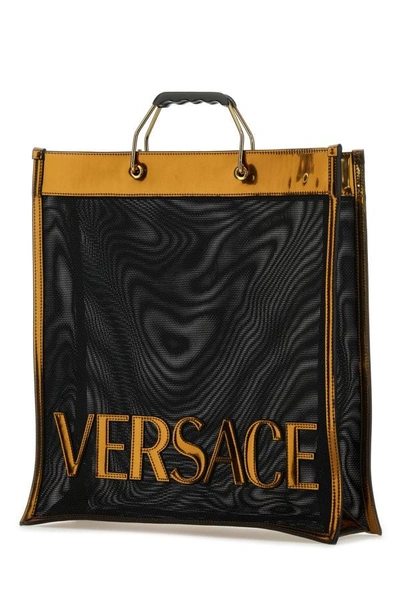 Shop Versace Man Black Mesh  Shopping Bag