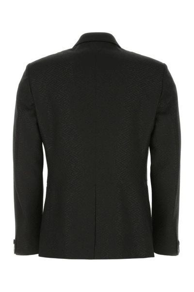 Shop Versace Man Black Wool Blend Blazer