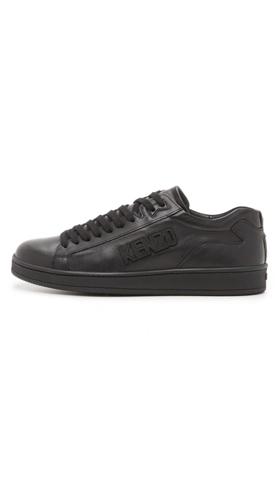 Shop Kenzo Tennix Lace Up Sneakers In Black