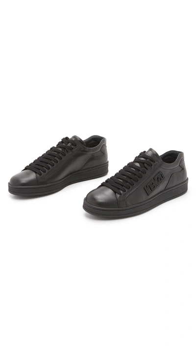Shop Kenzo Tennix Lace Up Sneakers In Black