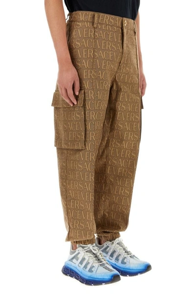 Shop Versace Man Embroidered Jacquard  Allover Cargo Pant In Multicolor