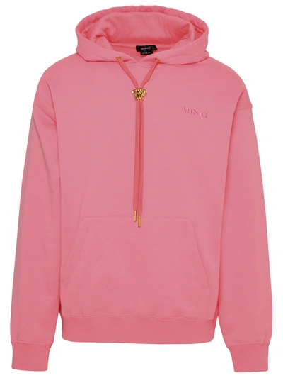 Shop Versace Man  Pink Cotton Sweatshirt