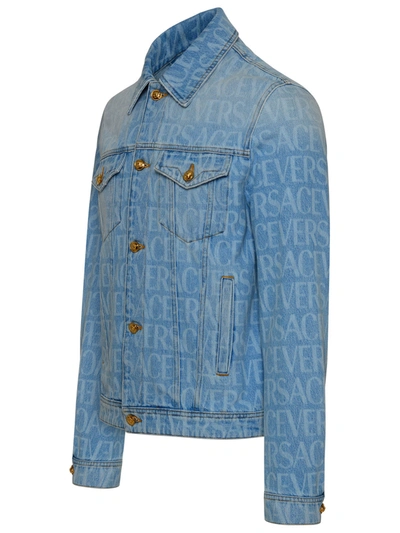 Shop Versace Man  Light Blue Denim Jacket