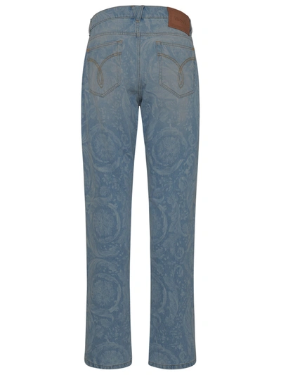 Shop Versace Blue Cotton Jeans Man