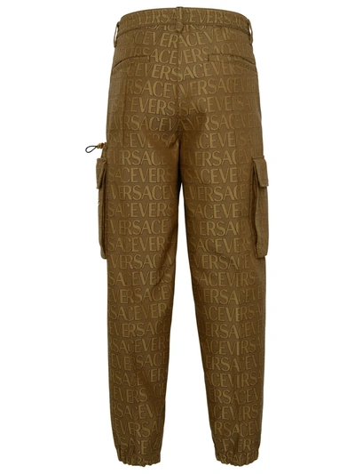 Shop Versace Brown Cotton Blend Pants Man
