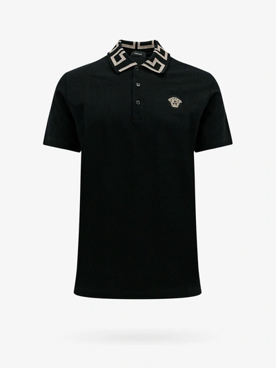 Shop Versace Man Polo Shirt Man Black Polo Shirts