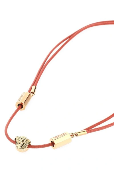 Shop Versace Man Salmon Rope Necklaceâ In Pink