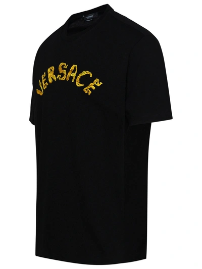 Shop Versace Black Cotton T-shirt Man
