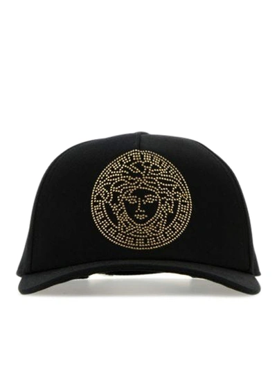 Shop Versace Men Black Cotton Baseball Cap