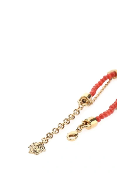 Shop Versace Unisex Metal And Beads Bracelet In Multicolor