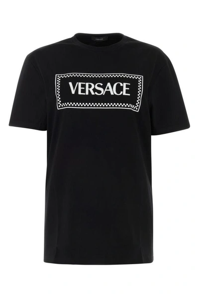 Shop Versace Woman Black Cotton T-shirt