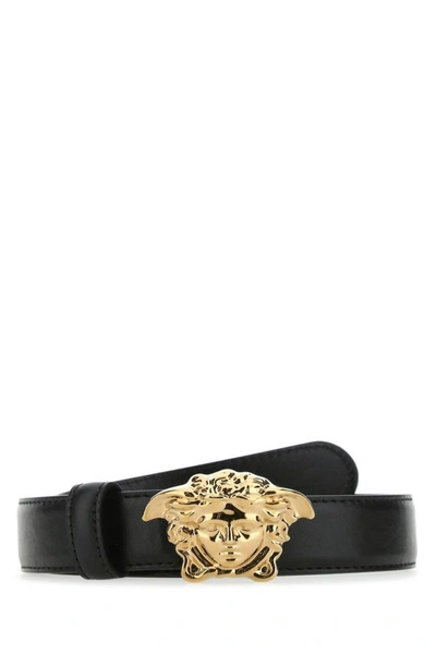 Shop Versace Woman Black Leather Belt
