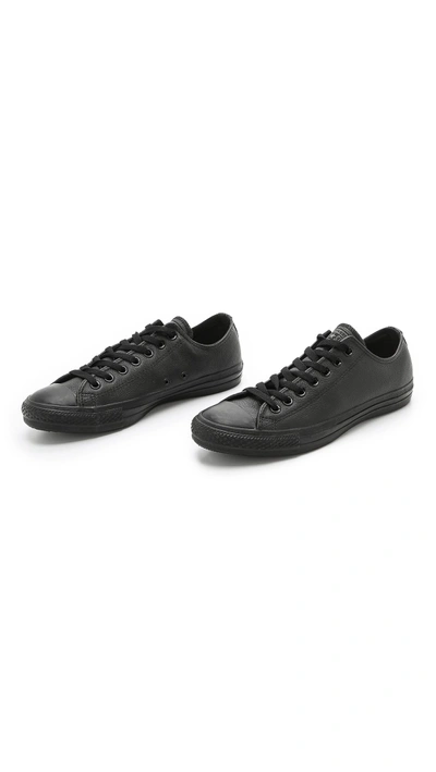 Shop Converse Chuck Taylor All Star Leather Sneakers In Black Monochrome