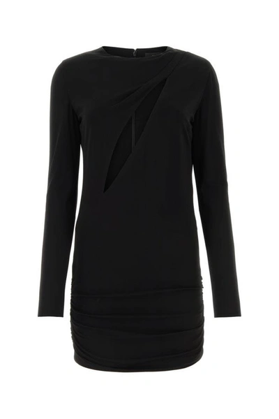 Shop Versace Woman Black Stretch Viscose Mini Dress