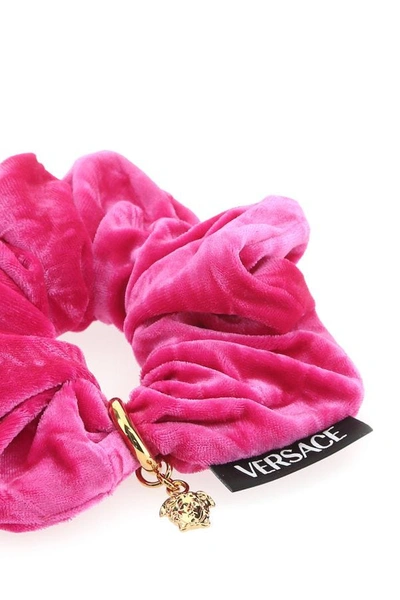 Shop Versace Woman Fuchsia Chenille Scrunchie In Pink