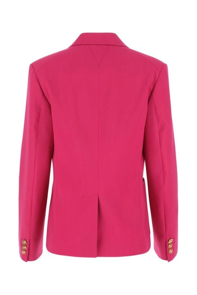Shop Versace Woman Fuchsia Stretch Virgin Wool Blazer In Pink