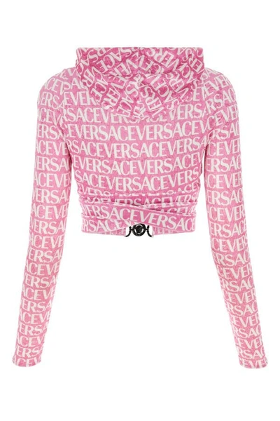 Shop Versace Woman Printed Chenille Top In Multicolor