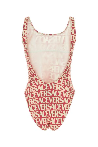 Shop Versace Woman Printed Stretch Nylon Swimsuit In Multicolor