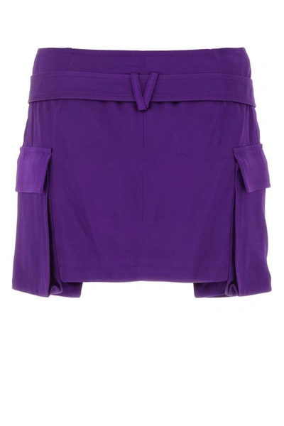 Shop Versace Woman Purple Satin Mini Skirt