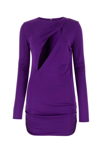 Shop Versace Woman Purple Viscose Mini Dress