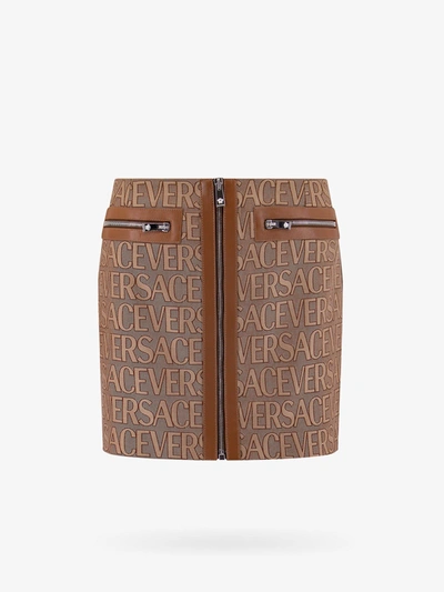 Shop Versace Woman Skirt Woman Brown Skirts