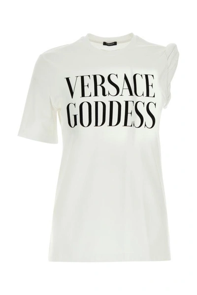 Shop Versace Woman White Cotton T-shirt