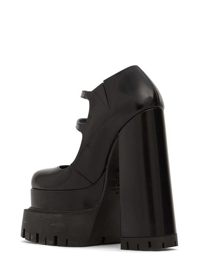 Shop Versace Women Black 165mm Leather Platform Pumps