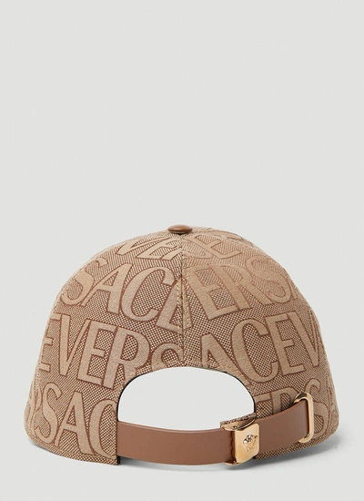 Shop Versace Women Logo Baseball Cap In Cream