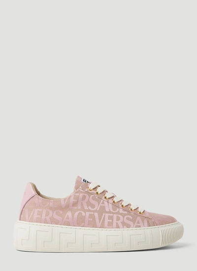 Shop Versace Women Logo Motif Sneakers In Pink