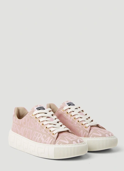 Shop Versace Women Logo Motif Sneakers In Pink